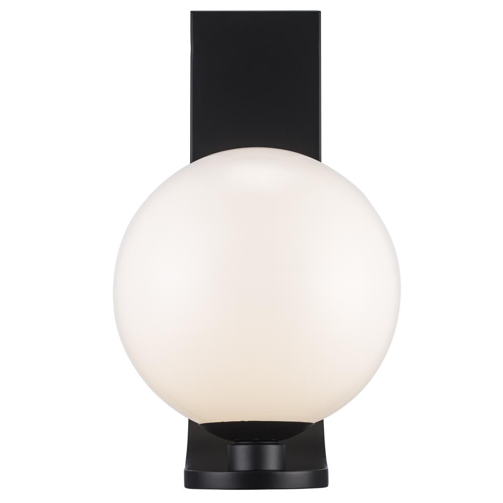 1LT SCONCE-7" WHITE GLOBE-BK